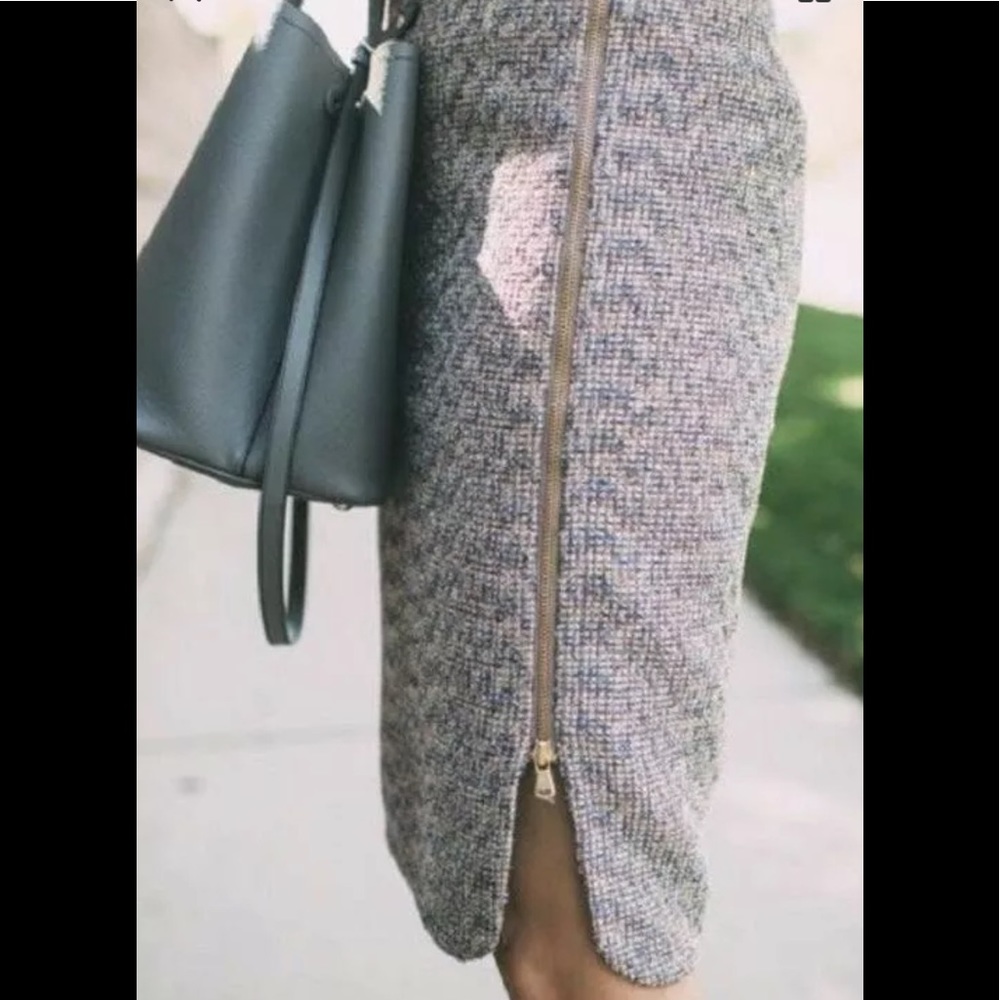 New J Crew Zip Front Tweed Glitter Pencil Skirt  4
